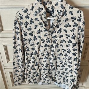 Express Beige and Black Floral Shirt